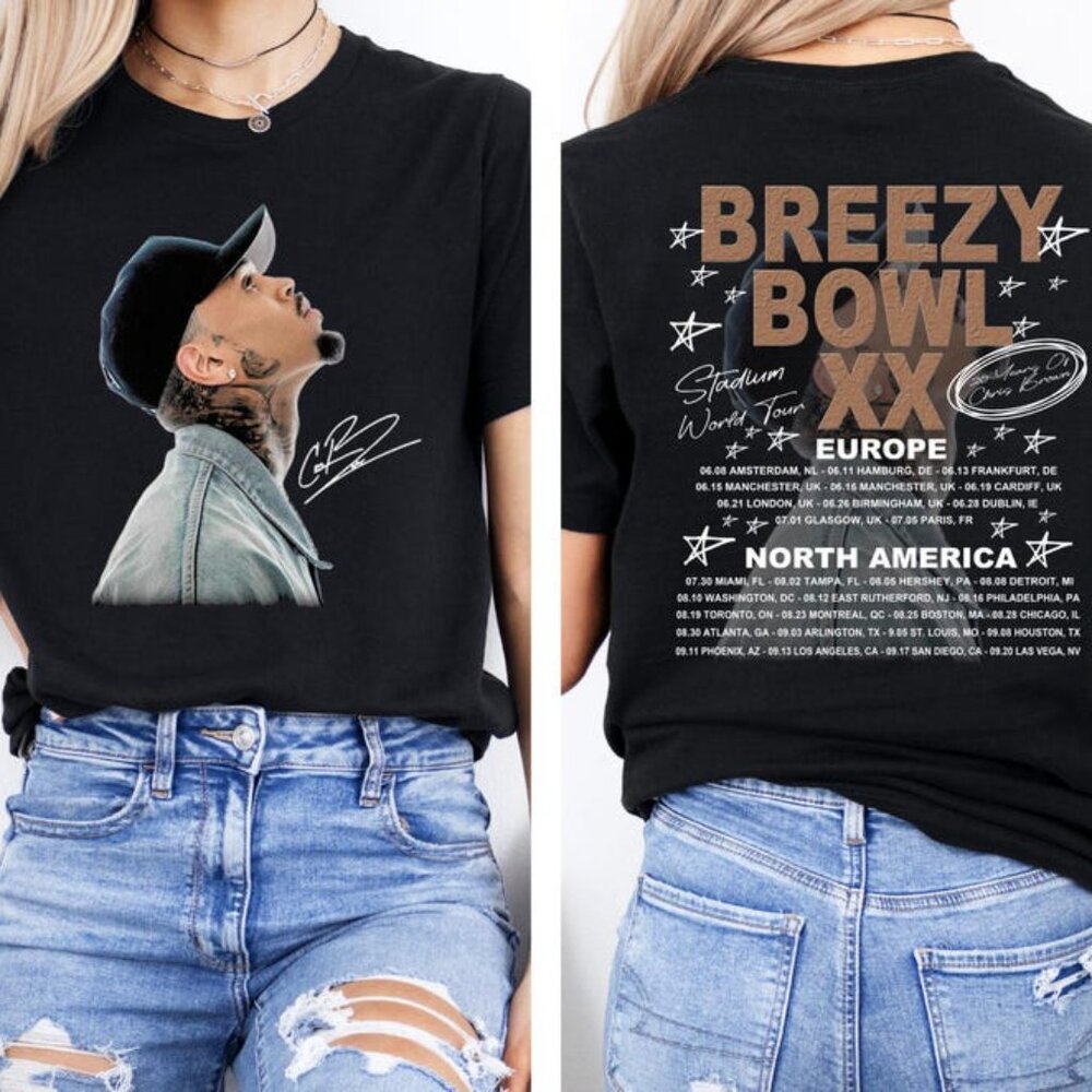 Chris Brown Tour Breezy Bowl XX V2 Vintage Shirt, Concert Retro 2025 Shirt 98